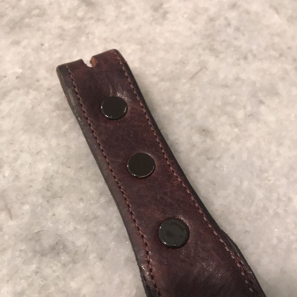 Vintage Leather Brown Belt Mens Size 46 Art Deco No Buckle - Picture 5 of 7